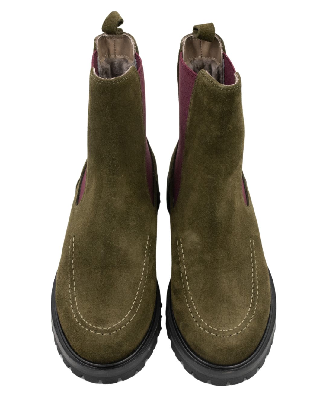 Muschio-Bordeaux Chelseaboots gefüttert