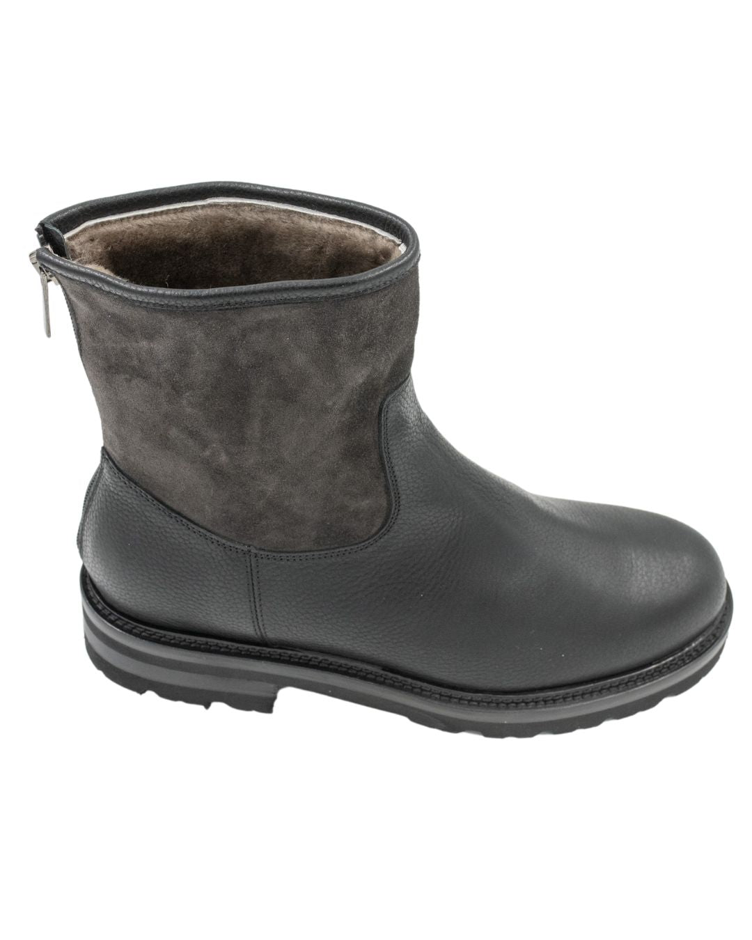 „Olivia“ Nero/Asphalt mit Lammfell gefüttert