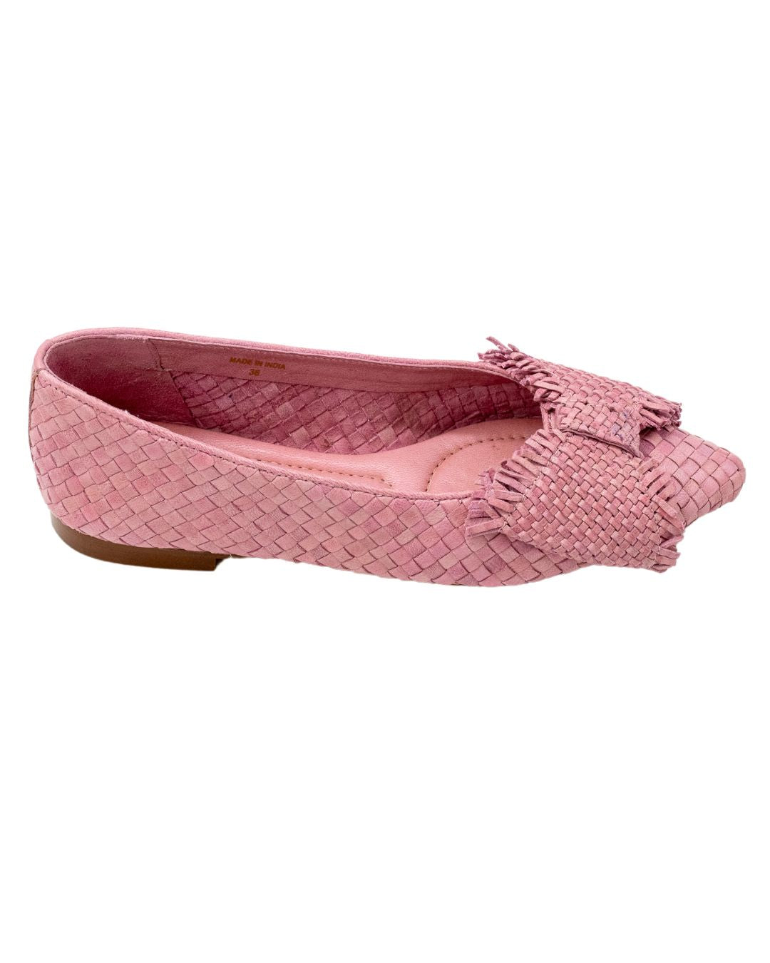 Pink Woven Schleifenloafer Pointy