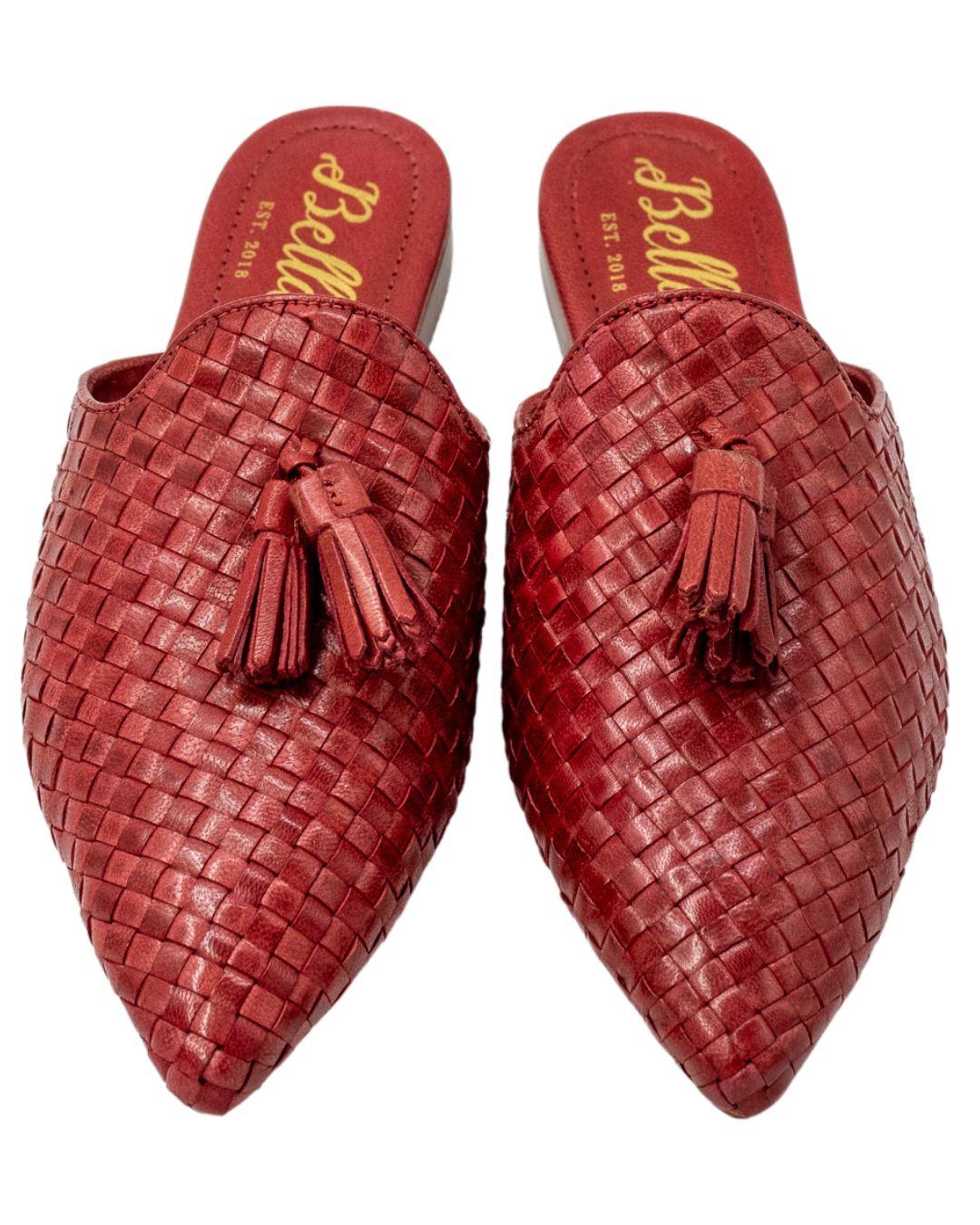 Red Woven Tassel Mules
