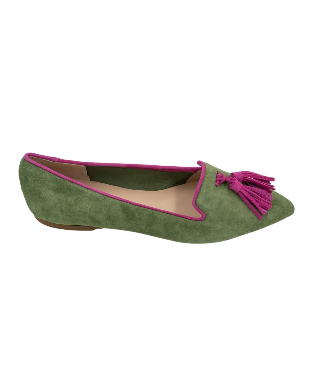 Rucola-Hot Pink Tasselloafer Pointy (langer Tassel)