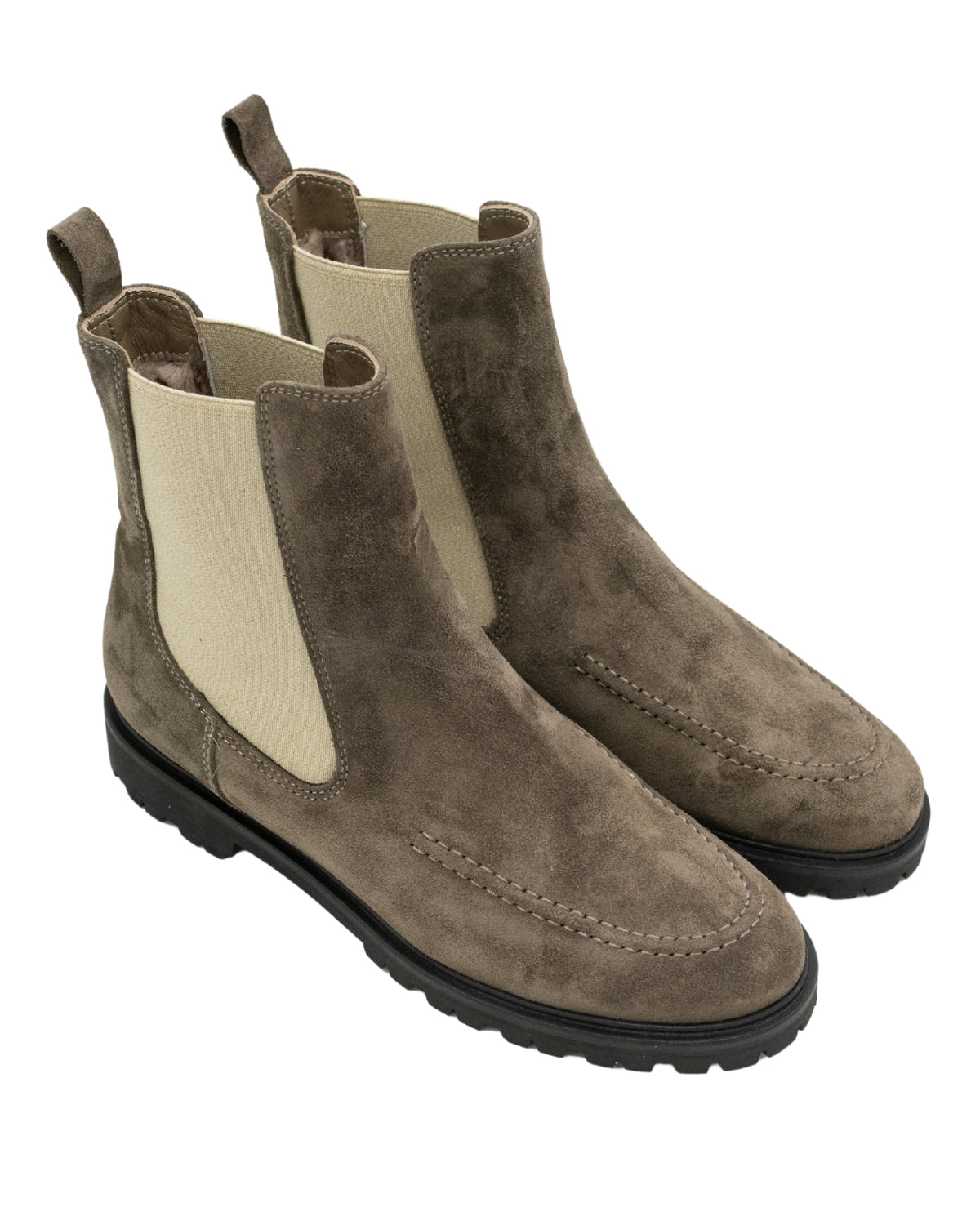 Taupe-Sand Chelseaboots gefüttert