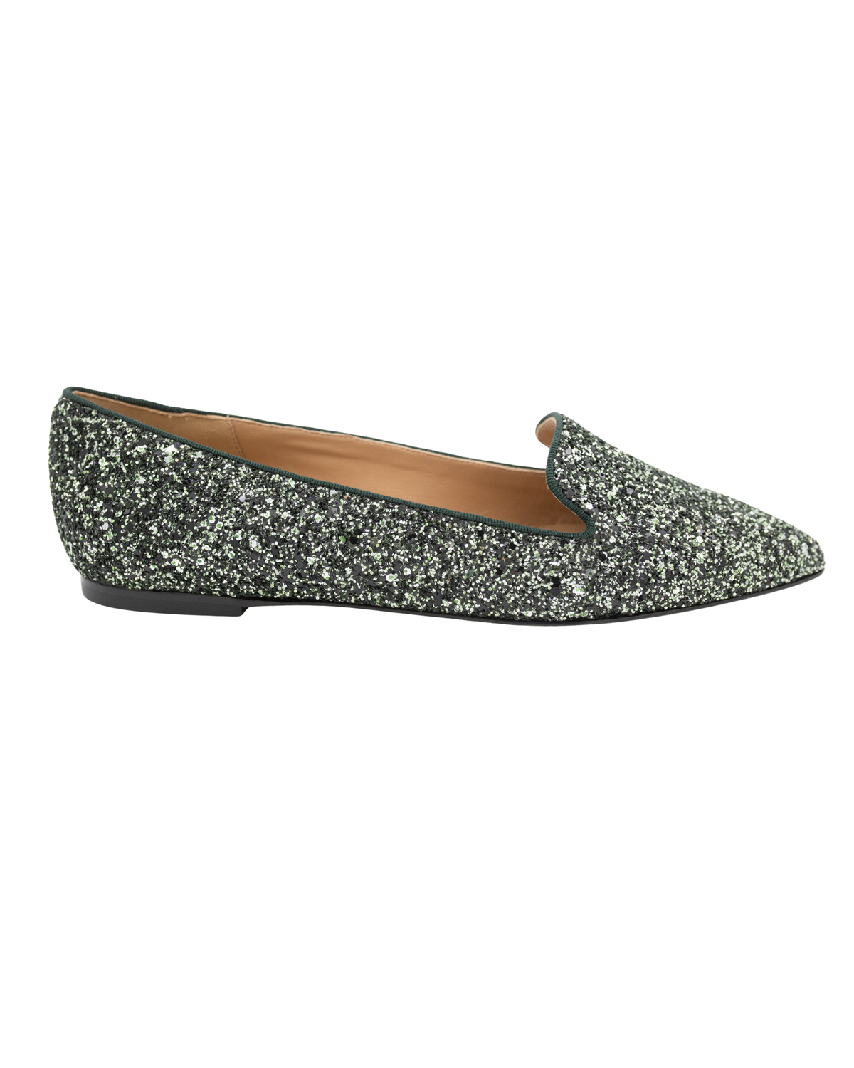 SHOOTINGSCHUH Verde Glitter Pointy Loafer 41